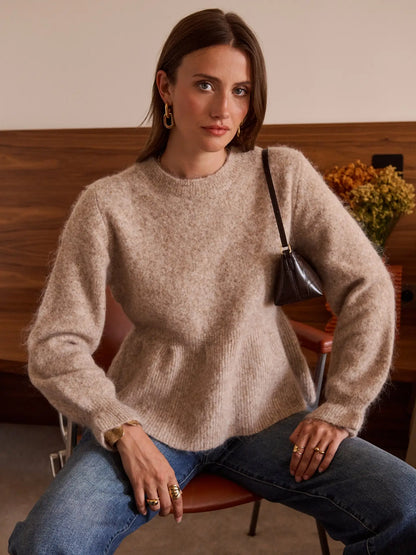 Zoe Peplum Sweater - Taupe
