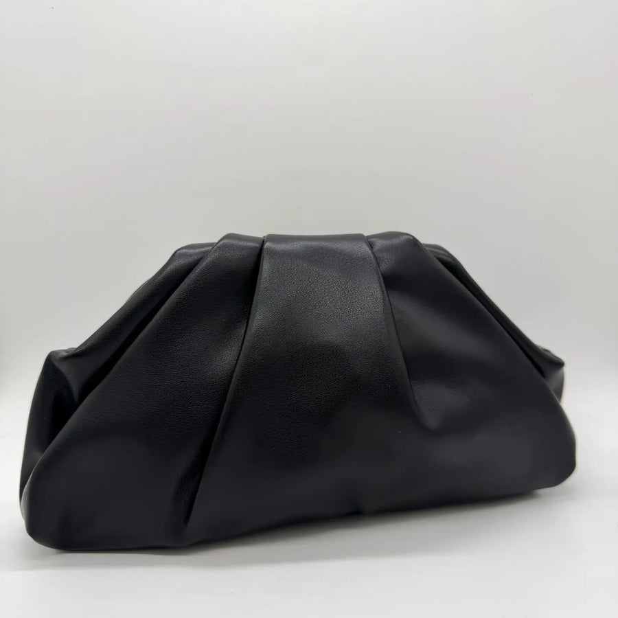 April Gathered Clutch - Black