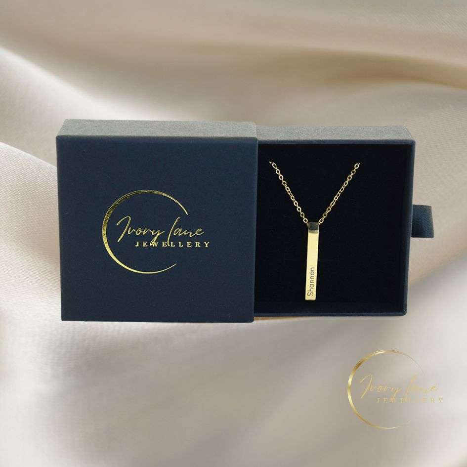 Momentous Collection 3D Engravable Vertical Bar Pendant Gold