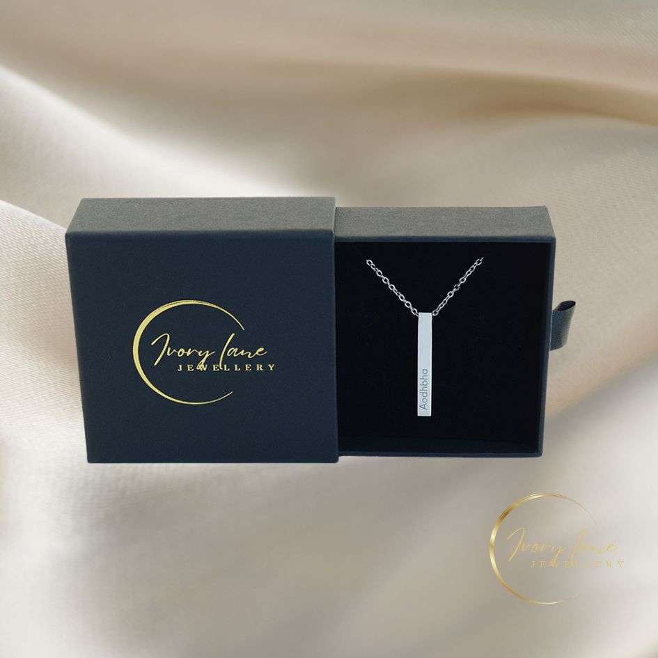 Momentous Collection 3D Engravable Vertical Bar Pendant Silver