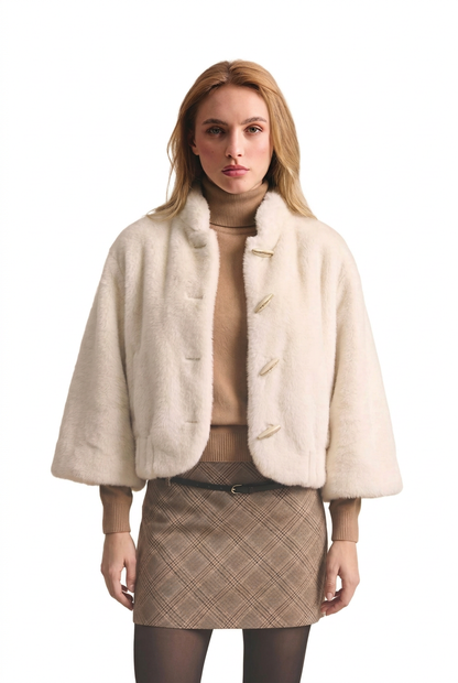 Leo & Ugo Solveig Faux Fur Coat in Ecru