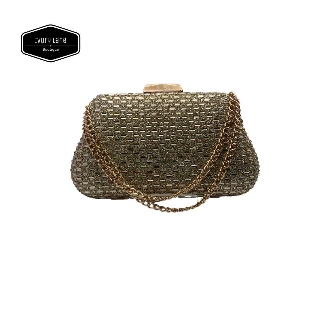 Lacey Gold Clutch with Gold Hardware