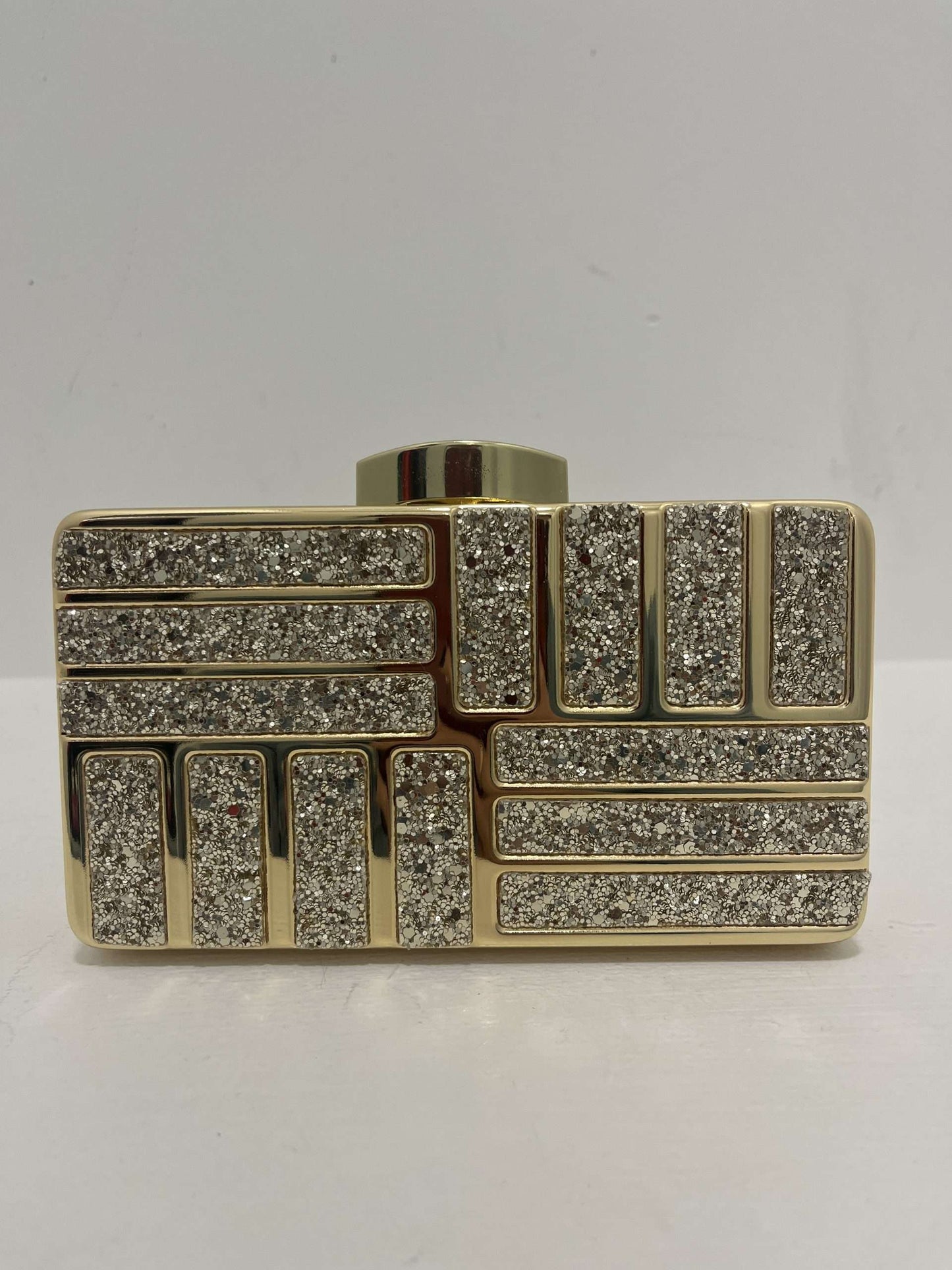 Geometric Shimmer Clutch Gold 009
