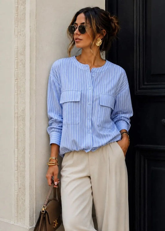 Elisia Striped Blouse Blue