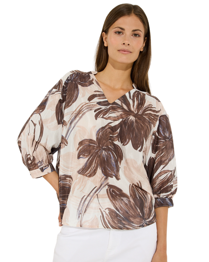 More & More Brush Stroke Flower Print Blouse