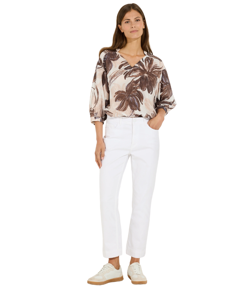 More & More Brush Stroke Flower Print Blouse