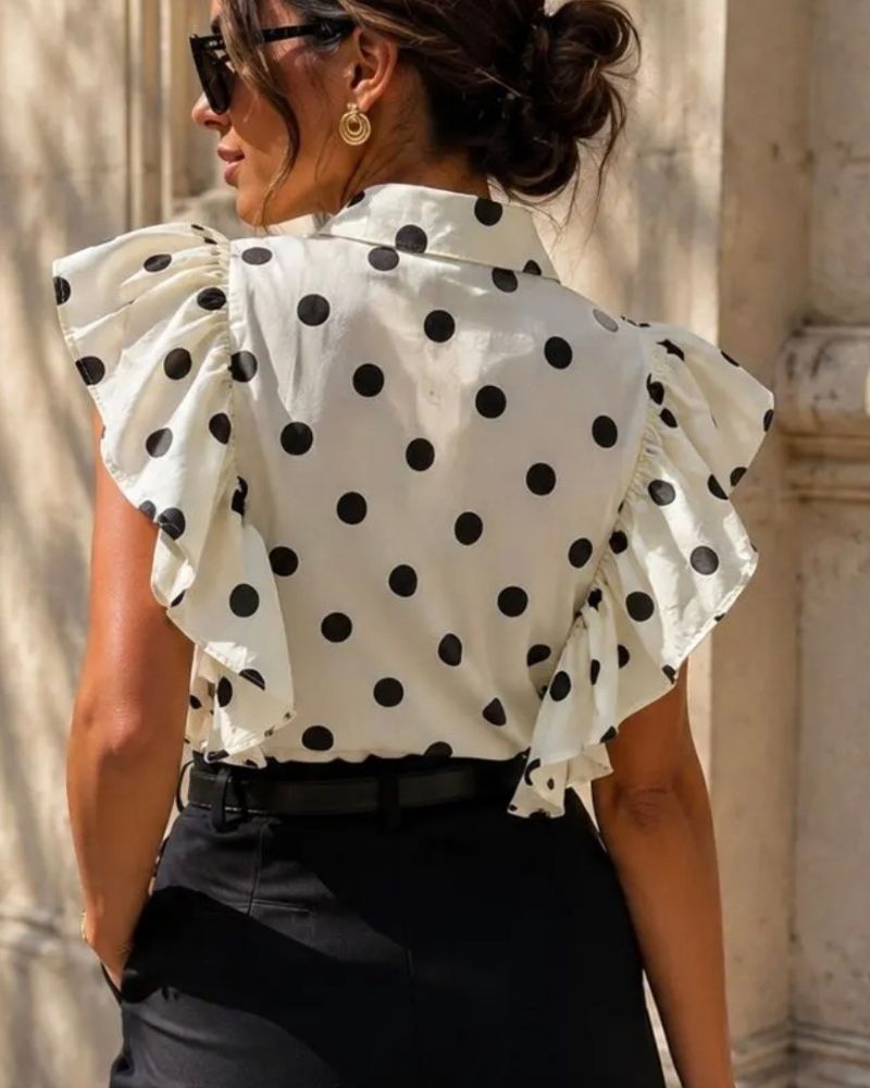 Eileen Polka Dot Ruffle Cream