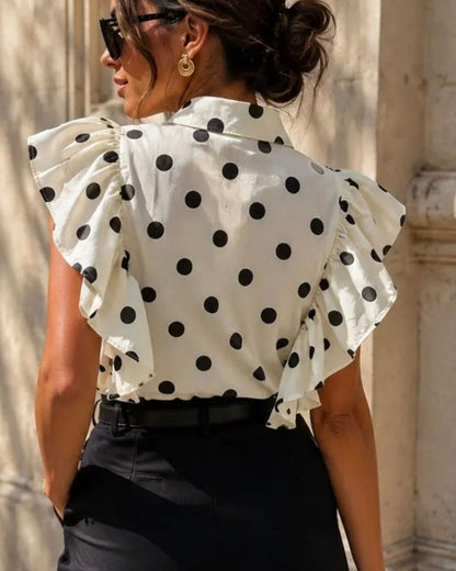 Eileen Polka Dot Ruffle Cream
