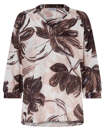 More & More Brush Stroke Flower Print Blouse