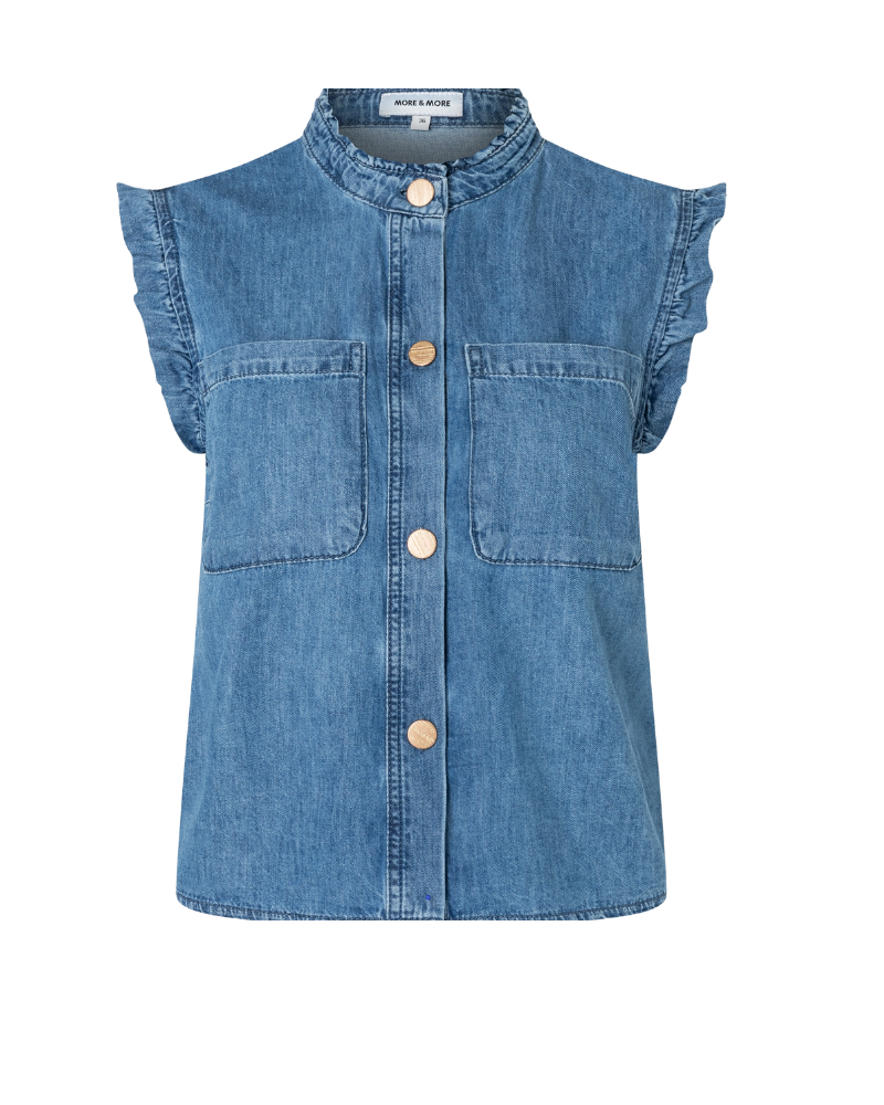 More & More 0962 Denim Sleeveless Blouse