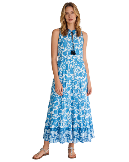 More & More Ornamental Print Dress in Blue