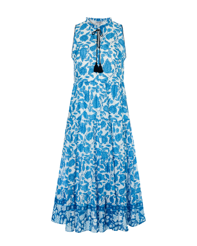 More & More Ornamental Print Dress in Blue