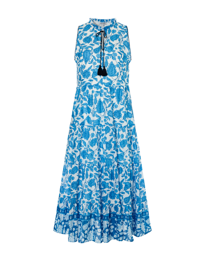 More & More Ornamental Print Dress in Blue
