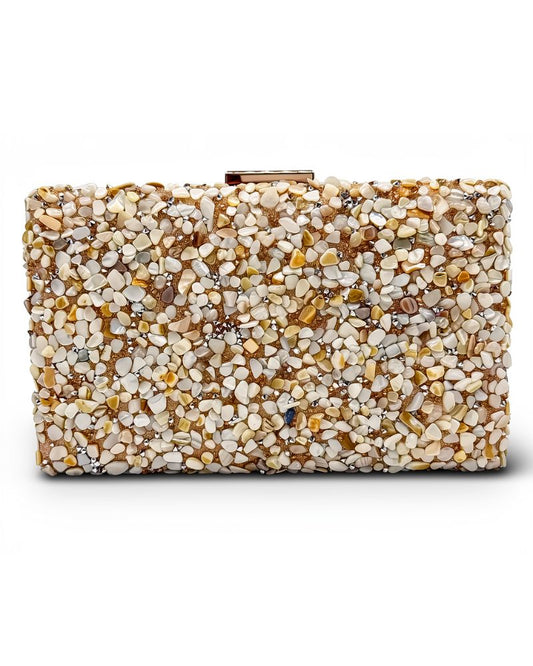 Rosie Gemstone Clutch in Beige
