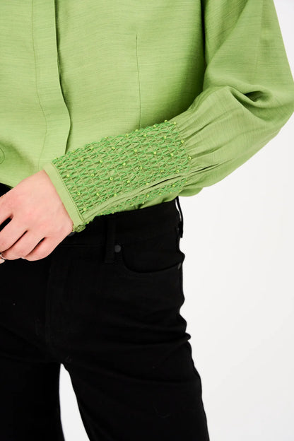 Pieszak Viola Beaded Shirt - Stunning Green