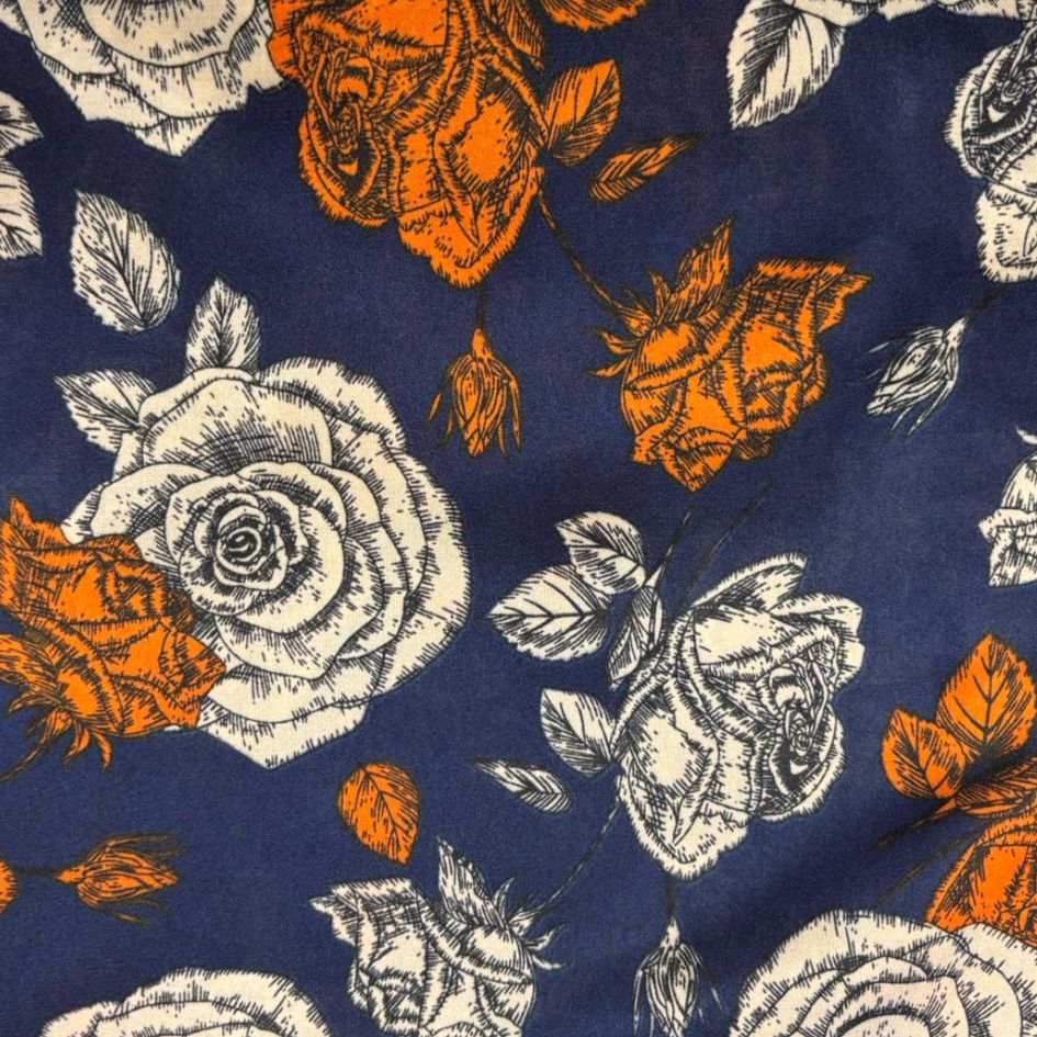 Ines Rose Neck Scarf in Navy