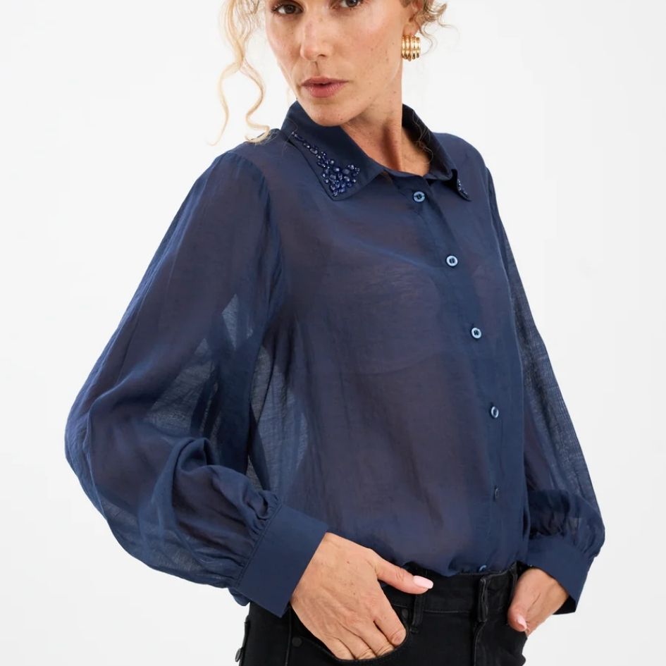 Pieszak Chris Bead Shirt in Midnight Navy