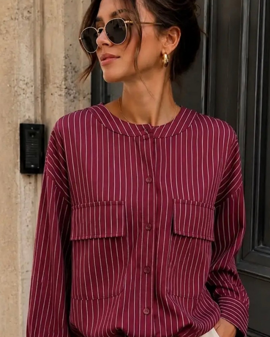 Elisia Striped Blouse plum