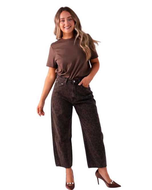 Love Laura Carrot Barrel Jeans in Dark Leopard