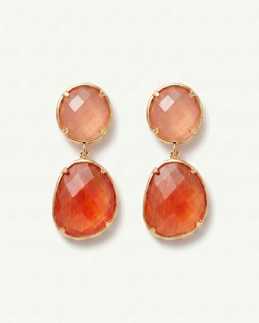 Elie Double Stone Drop Earrings in Orange
