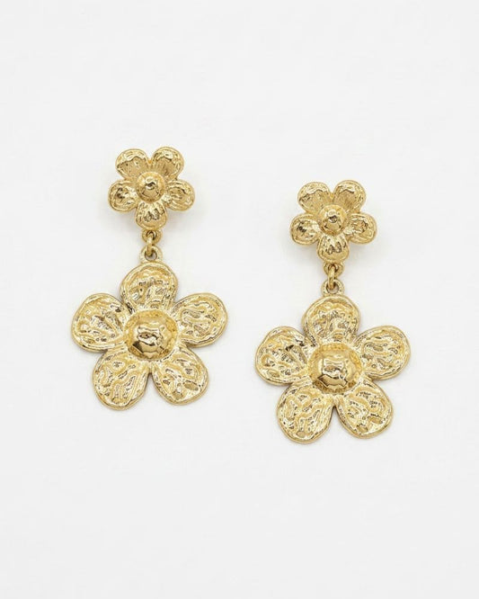 Stella Double Flower Drop Earrings