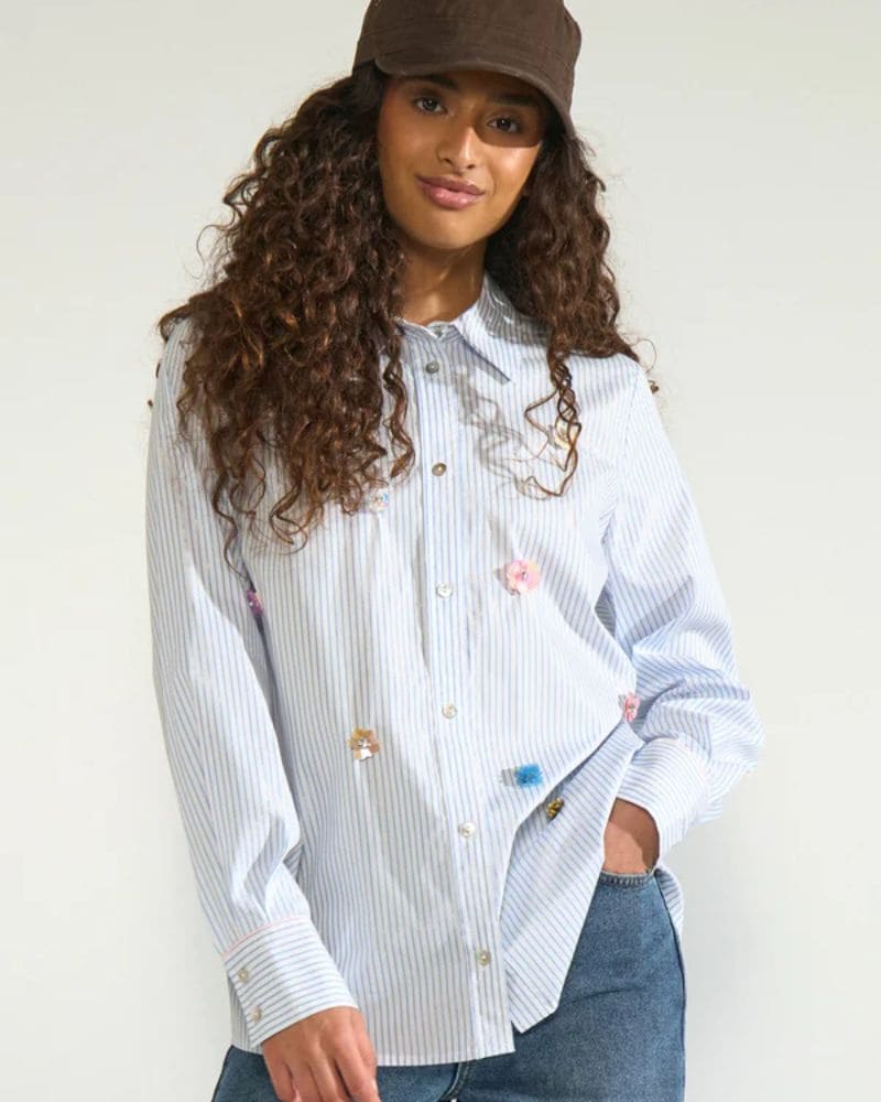 Numph Nulili Sequins Shirt - Floaty Blue