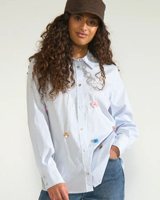 Numph Nulili Sequins Shirt - Floaty Blue