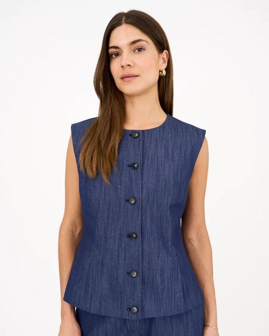 Pieszak Aika Peplum Top Wash Solaris - Rinse Denim