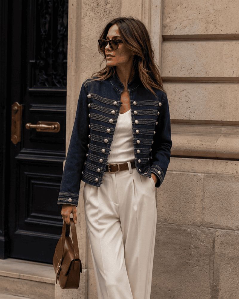 Diana Military-Inspired Denim Jacket