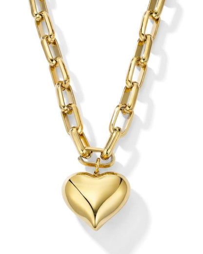 Victoria Gold Chain Necklace with Puffy Heart Pendant