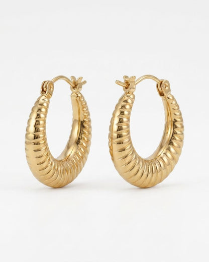 Olivia Gold Ribbed Hoop Earrings