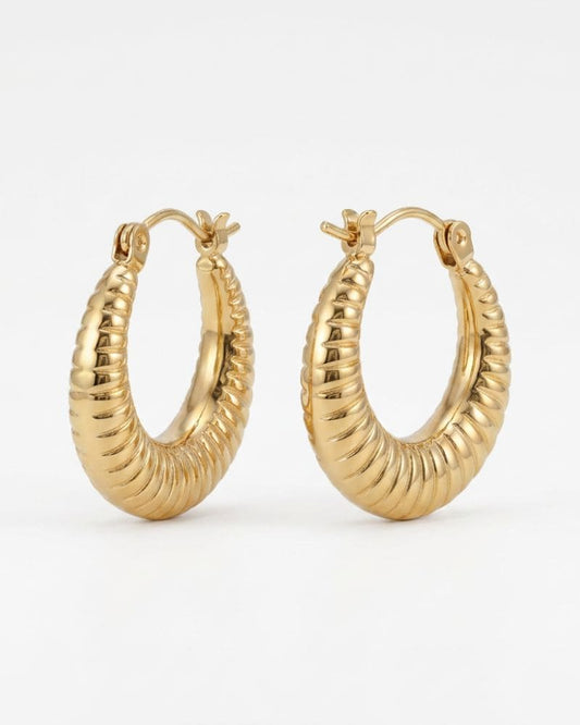 Olivia Gold Ribbed Hoop Earrings