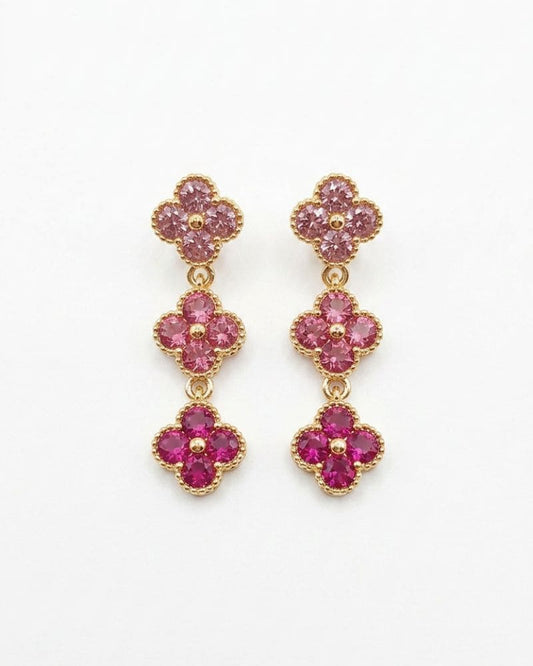 Daria Pink Clover Drop Earrings