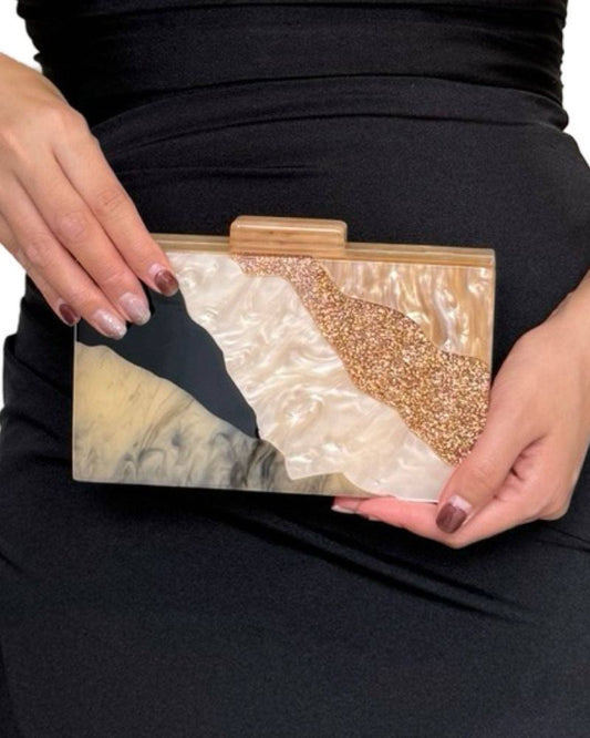Jade Clutch in blk/gold