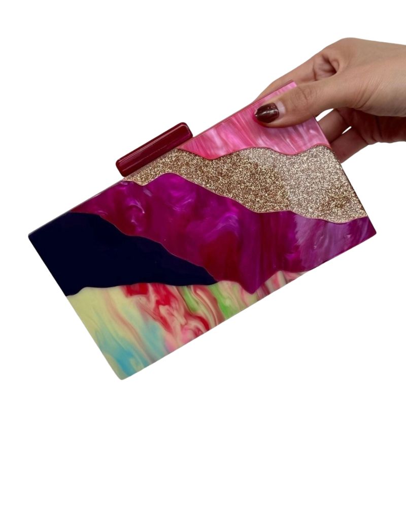 Jade Clutch in Pink/Gold