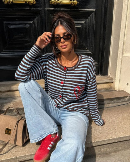Esme Striped Knit Cardigan