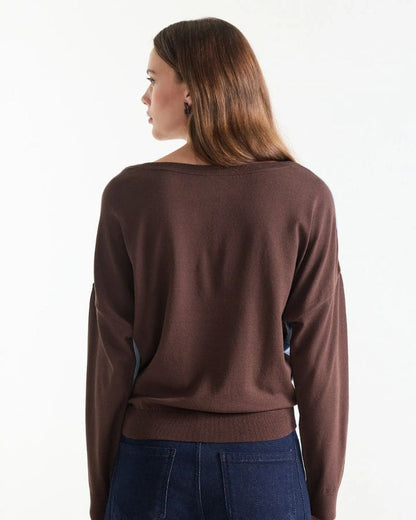 Emmy Sweater brown side front by Jansen Amsterdam
