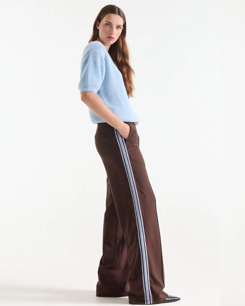 Aleidas Trousers in brown with side stripe by Jansen Amsterdam