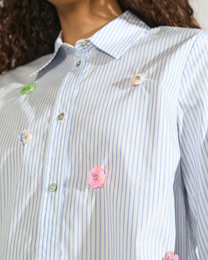 Numph Nulili Sequins Shirt - Floaty Blue