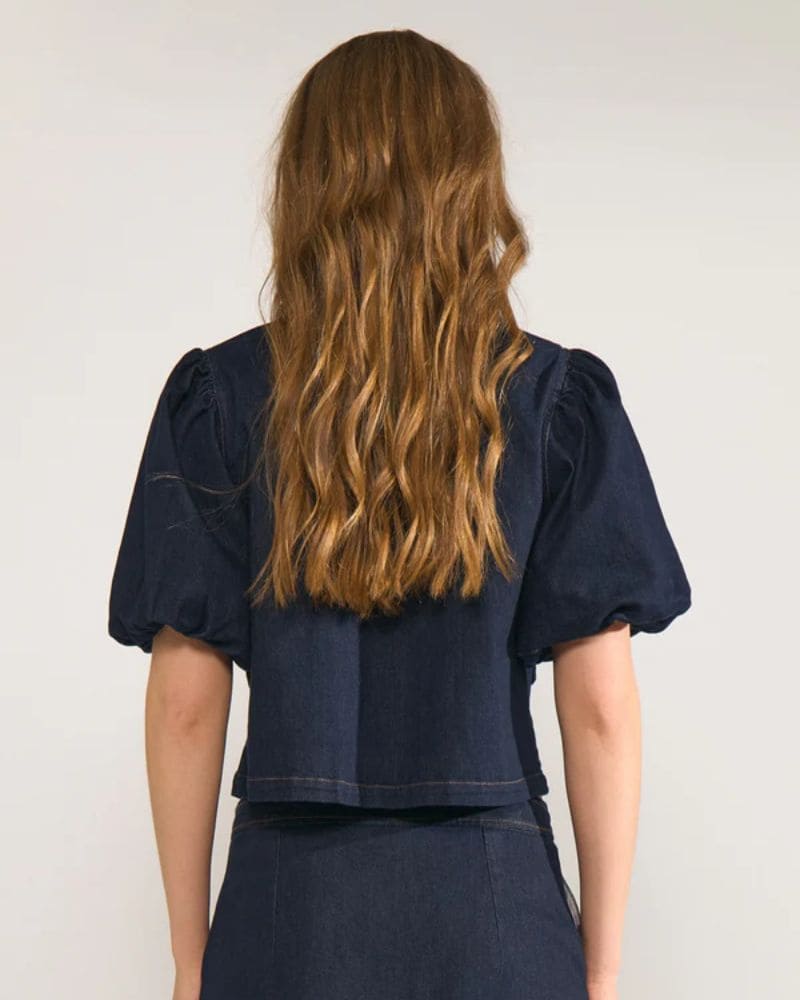 Numph NUALETTA SS Shirt - Dark Blue Denim