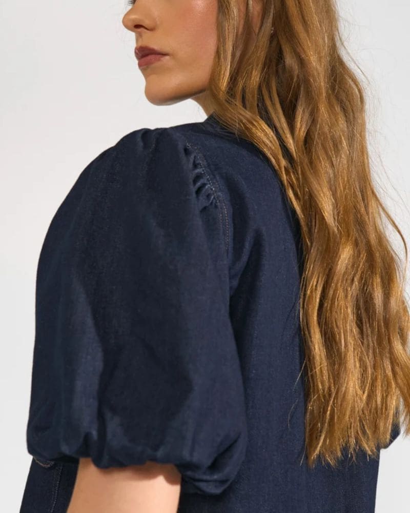 Numph NUALETTA SS Shirt - Dark Blue Denim