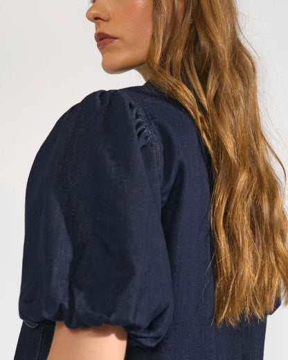 Numph NUALETTA SS Shirt - Dark Blue Denim