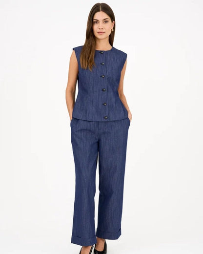 Pieszak Aika Peplum Top Wash Solaris - Rinse Denim