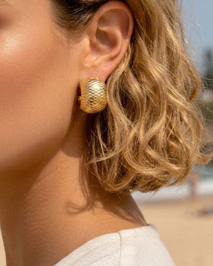 Adele Gold Textured Hoop Earrings