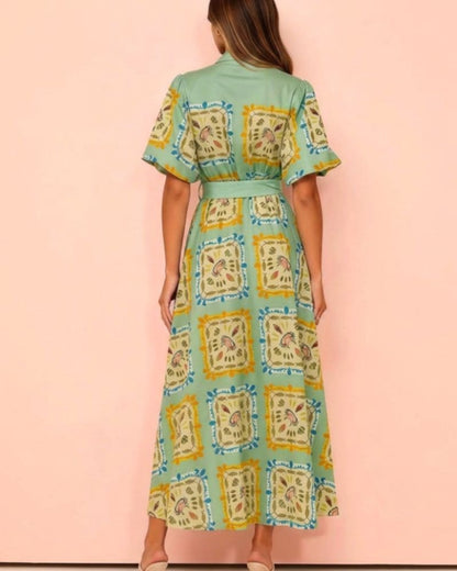 Reina Short Sleeve Belted Dress