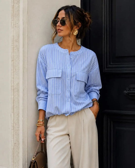 Elisia Striped Blouse Blue