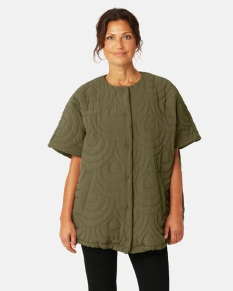 Ilse Jacobsen Short Quilted Cape in Olive Night