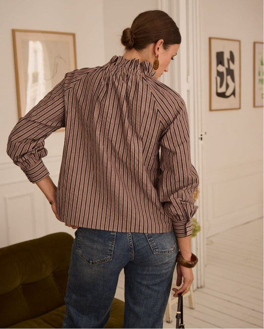 Robyn Striped Bow Blouse