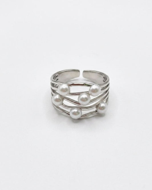Roz Pearl Ring in stainless steel
