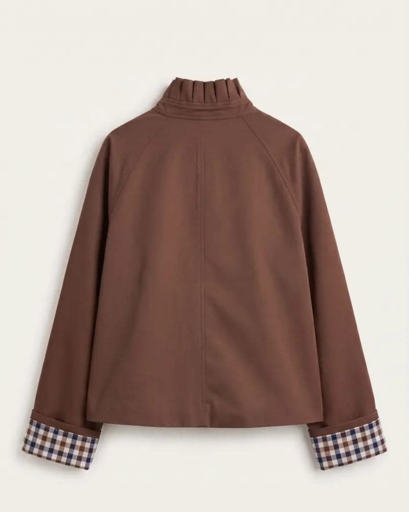 Maria Brown Ruffle Neck Jacket